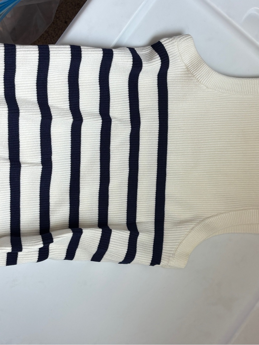 Zara Cream Tank Top with Navy Stripes